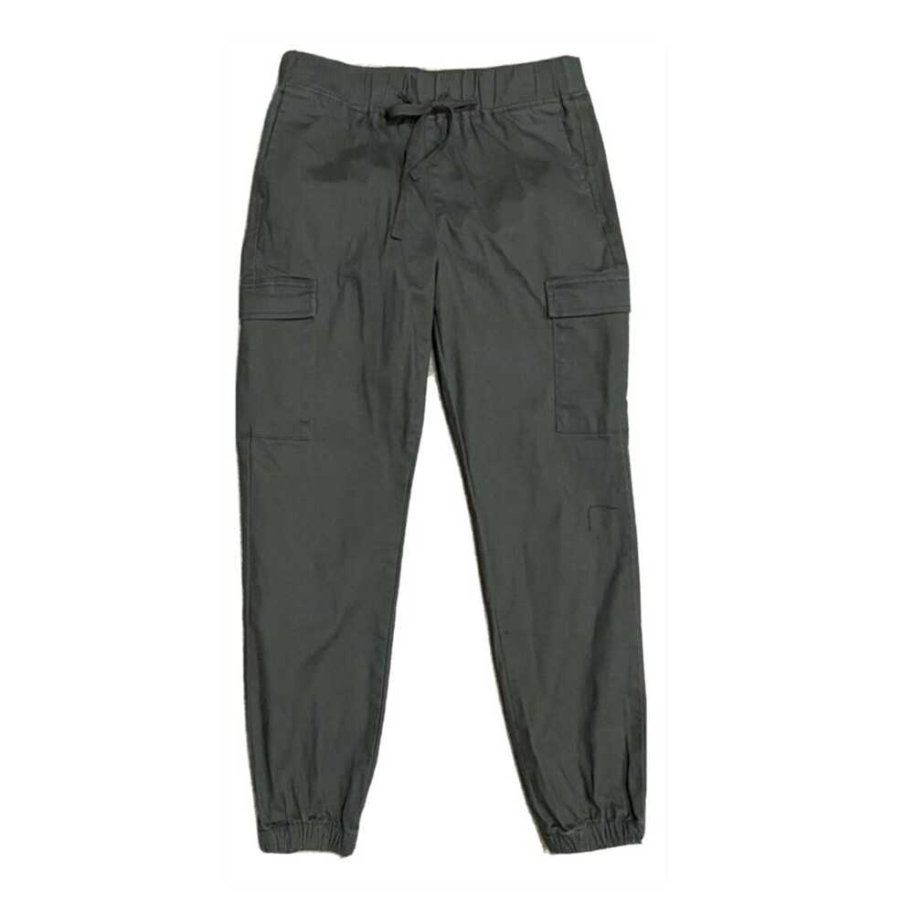 Olive Green Cargo Jogger Pants High Rise Drawstring Pockets Womens XS Trousers